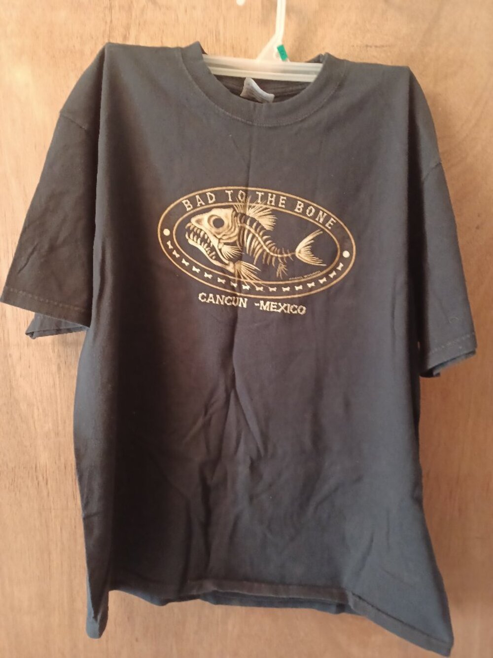 Yazbek Bad To The Bone Cancum- Mexico Black T-Shirt Fish Bones Women's